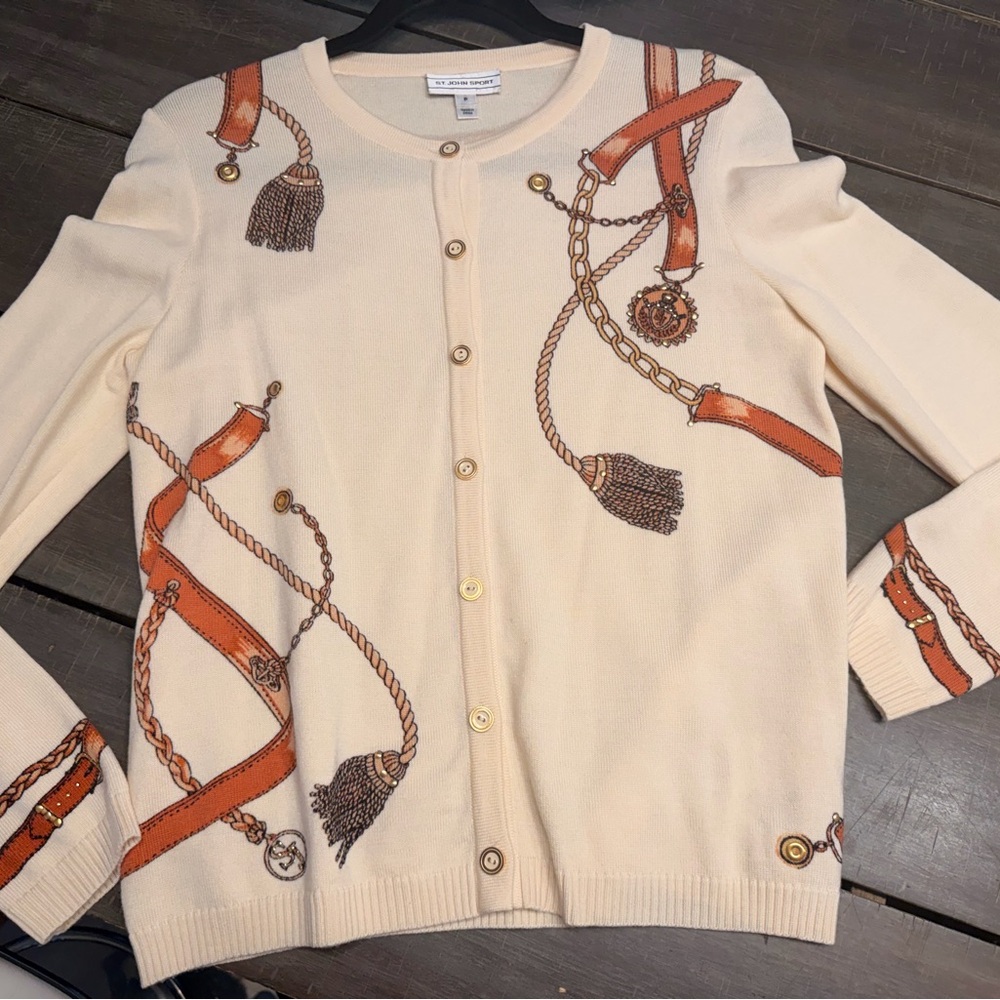 St. John Equestrian Cardigan Sweater